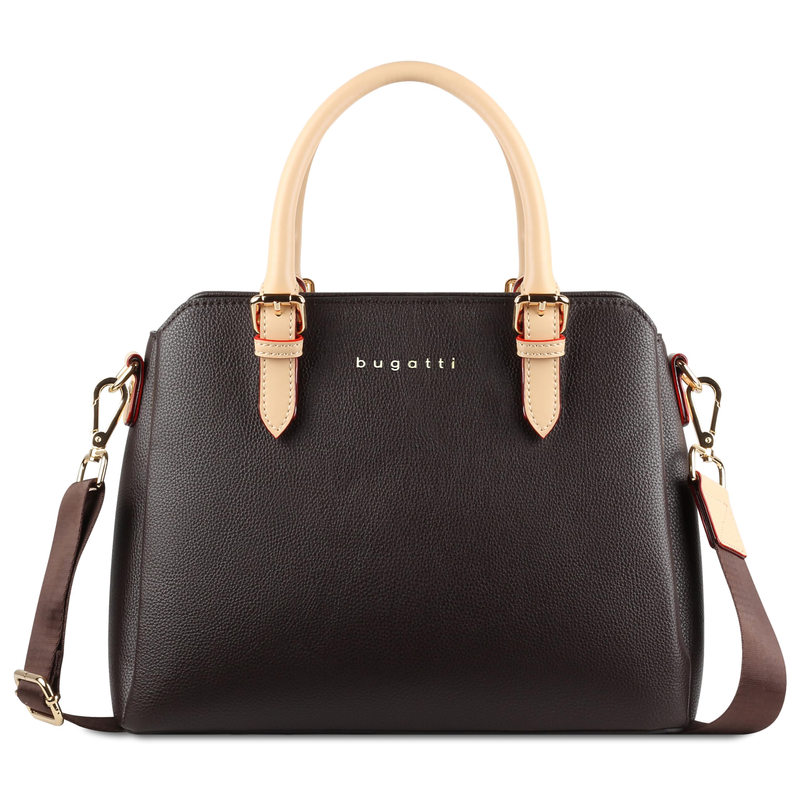 bugatti Ella Handtasche für Damen, Bowling Bag mittelgroß aus Kunstleder