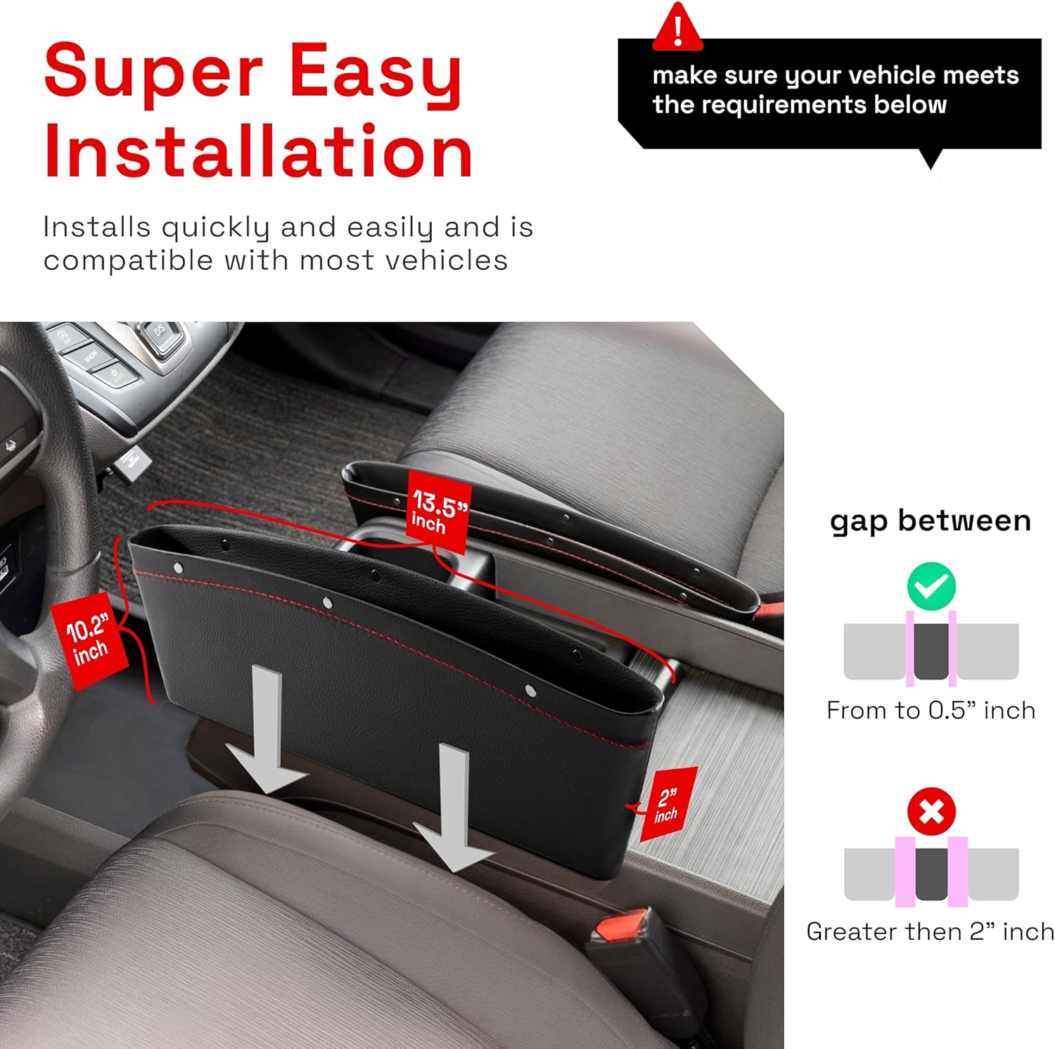 Perplus Car Seat Gap Filler Organizer, 2 Pack Between Front Seat Car Storage Organizer, Auto Console Side Pocket Organizer Premium PU Leather, Car Accessories for Women and Men Drivers Car Essentials : Automotive