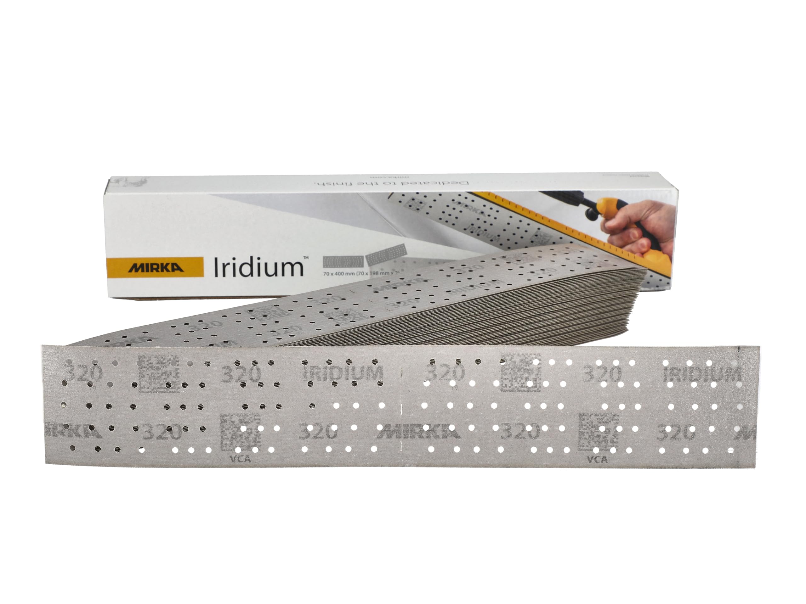 Mirka IRIDIUM 70x400mm 140H Multi Hole Perforated Abrasive Strips P320 - 50 Pack