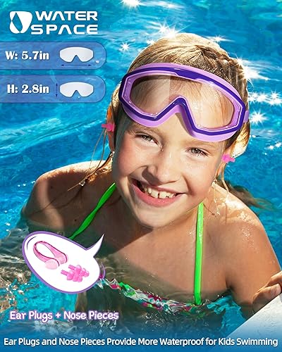 Miniatura 2 de Water Space 2 Pack Swimming Goggles for Kids Boys Girls 3-15, Wide Vision Anti-fog UV Protection and Waterproof