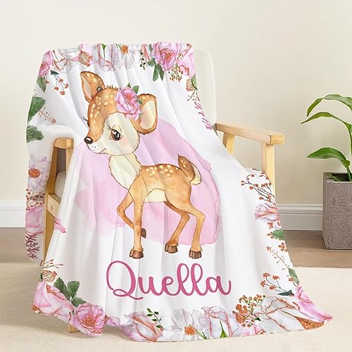 Miniatura 138 de Butterfly Custom Baby Blanket with Name Personalized Baby Blanket for Girl Boy Birthday Chirstmas Gift Customized Baby Receiving Blanket for Newborn