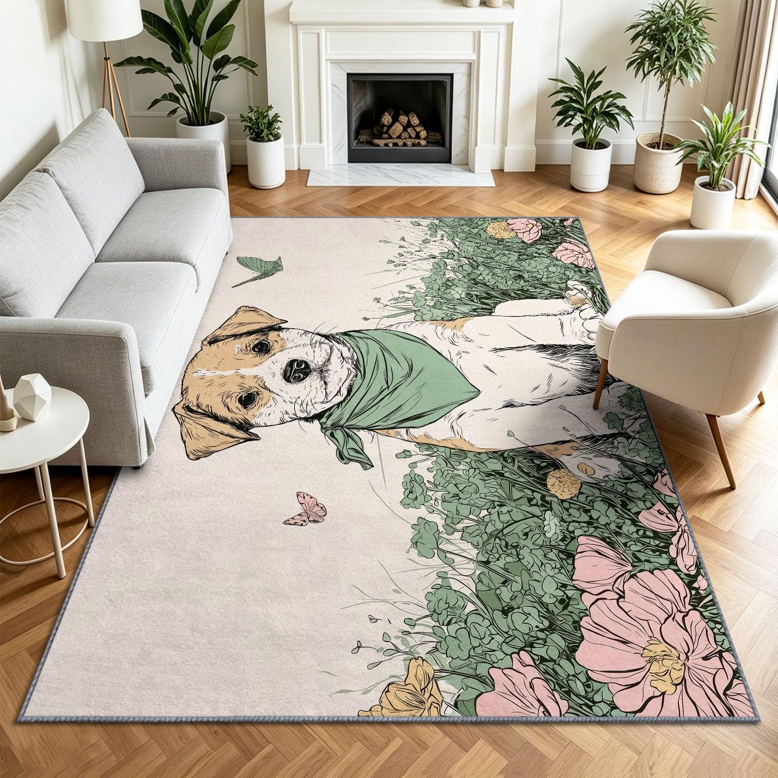 Tappeto lavabile, 160 x 230 cm, a pelo corto, motivo animali dei cartoni animati, antiscivolo, morbido, facile da pulire, per soggiorno, camera da letto, cucina