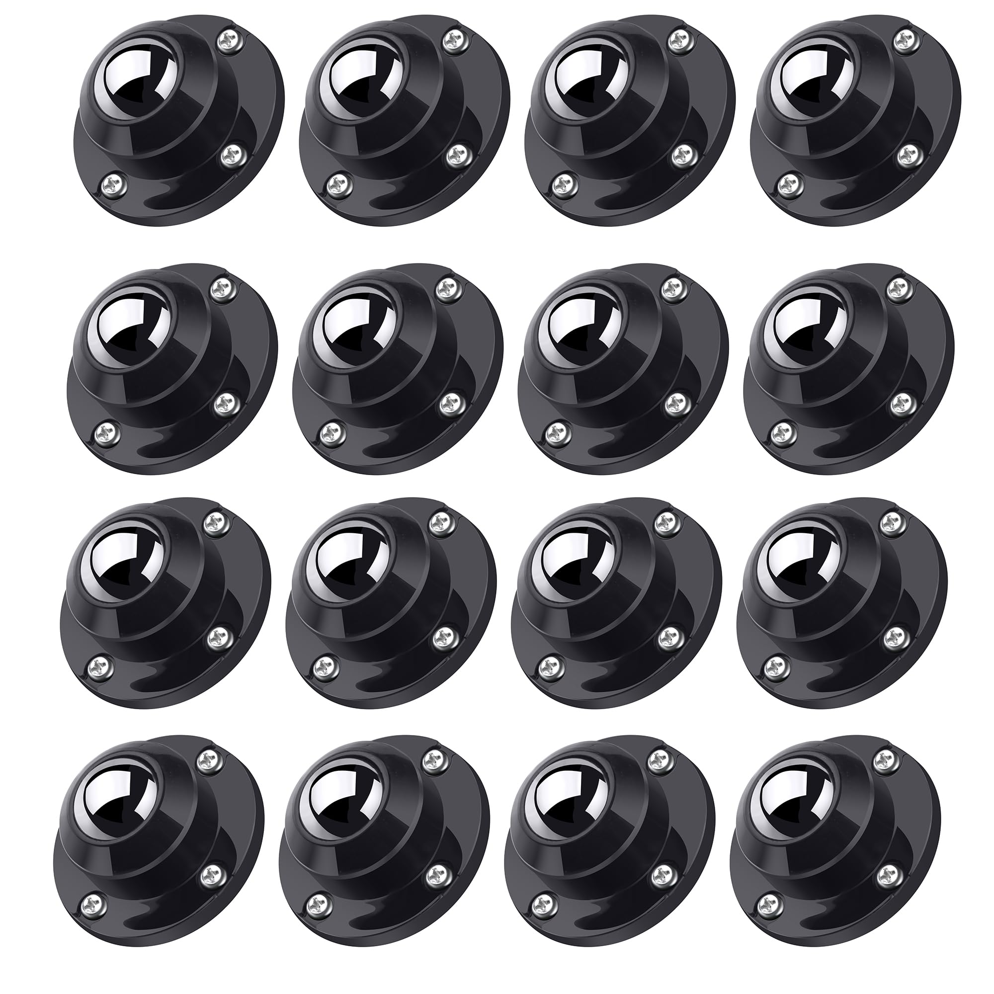 Photo 1 of PlusRoc 16 Pack 1 Inch Self Adhesive Caster Wheels for Furniture Mop Bucket, Load Capacity 28 LBS Per Wheel, Low Profile Swivel Wheels for Small Appliance Storage Bins