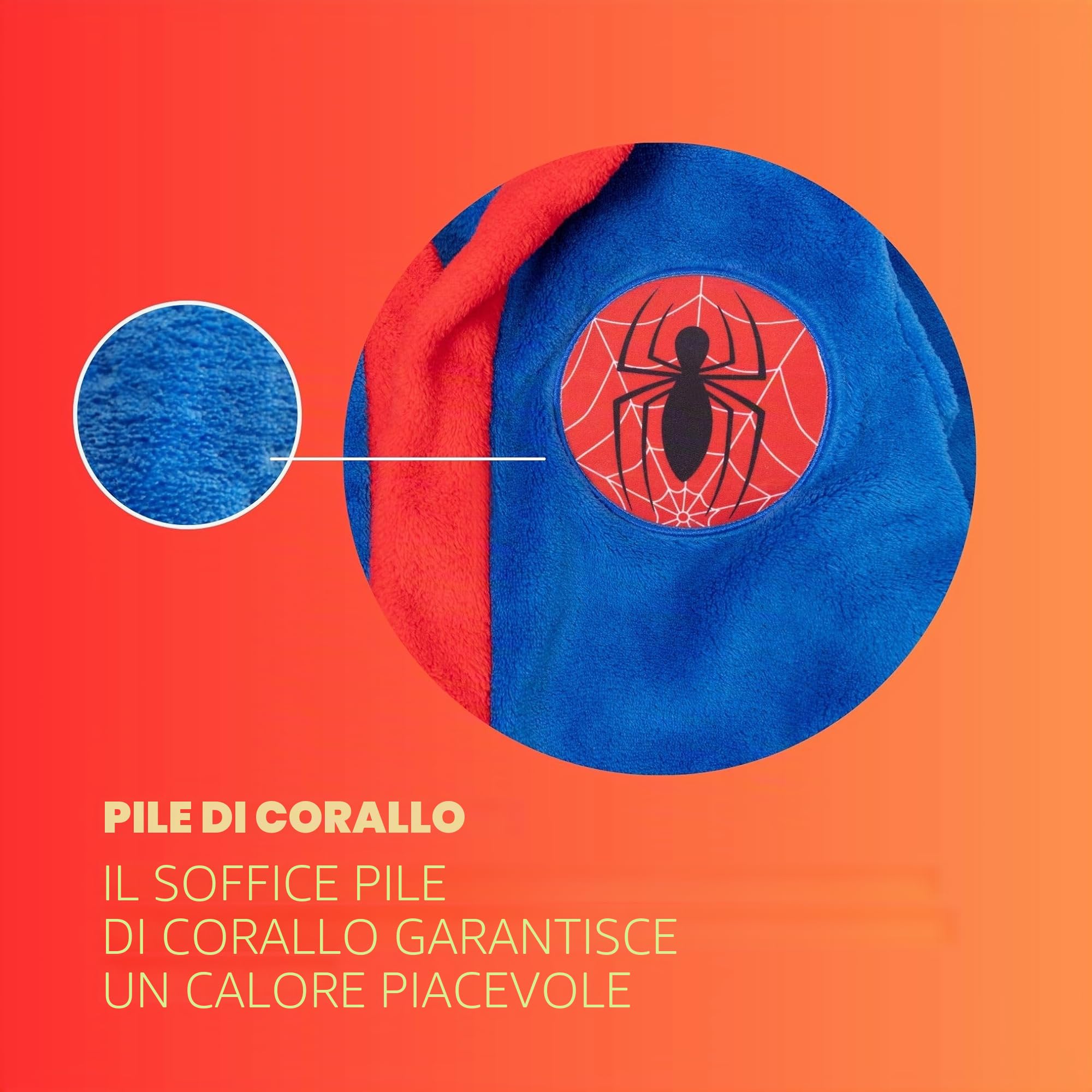 Spiderman - Accappatoio in pile, per bambini, con cappuccio