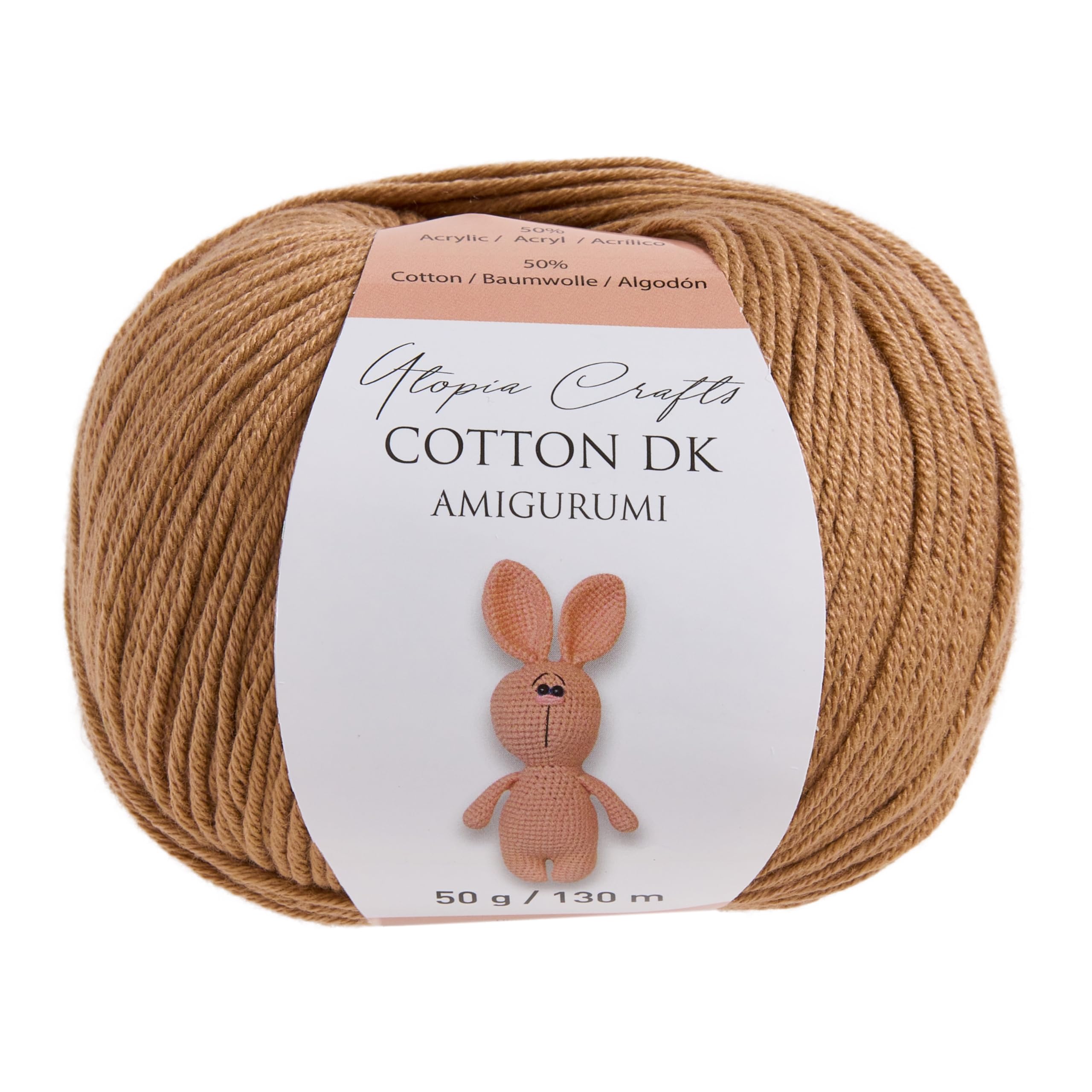 Utopia Crafts Amigurumi Cotton DK Yarn for Crochet and Knitting 50% Cotton, 50% Acrylic Blended, 3X 50g (Strong Beige) - Image 2