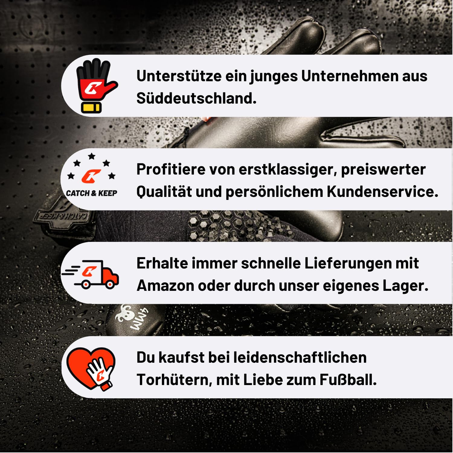 CATCH&KEEP Artico & Nero Torwarthandschuhe | Profi Fußballhandschuhe | 4mm Octopus Grip für maximalen Halt bei jedem Wetter | I-Grip Technologie & dynamischer Negativschnitt