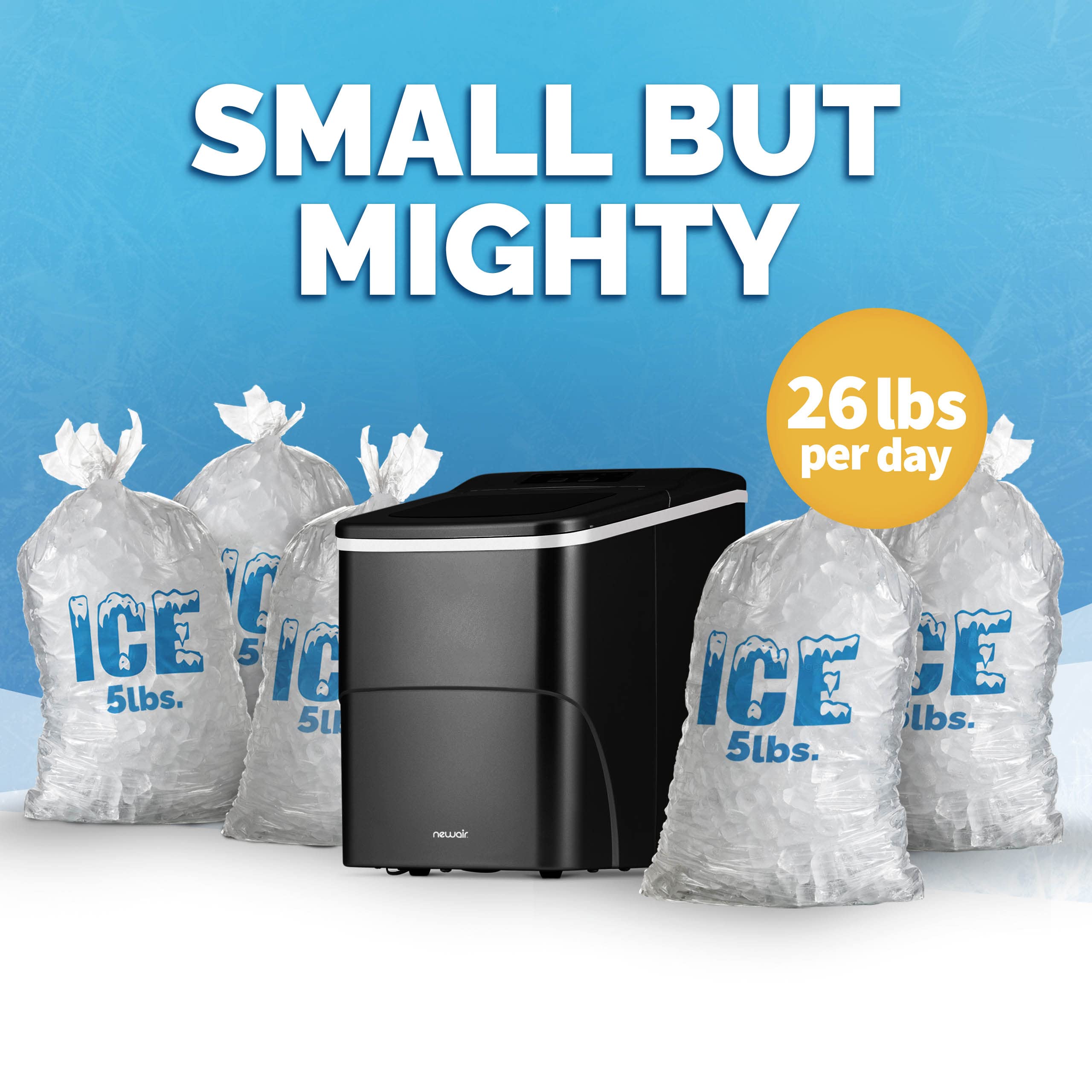 NewAir Bullet Ice Maker Countertop | 26 Lbs/Day Ice Machine With Fresh Ice In & Minutes | 2 Size Cubes For Instant Refreshment | Matte Black on Fridge.com - View 4