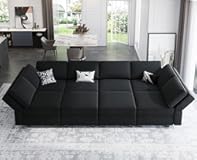 Modular Sectional Sofa with Storage Chaises Sleeper Couch 8 Seat Sectional Sofa Bed Black