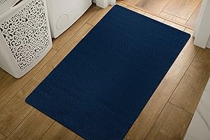 Navy Non-Slip Rubber Back Bathroom Rug for Entryway 2x3
