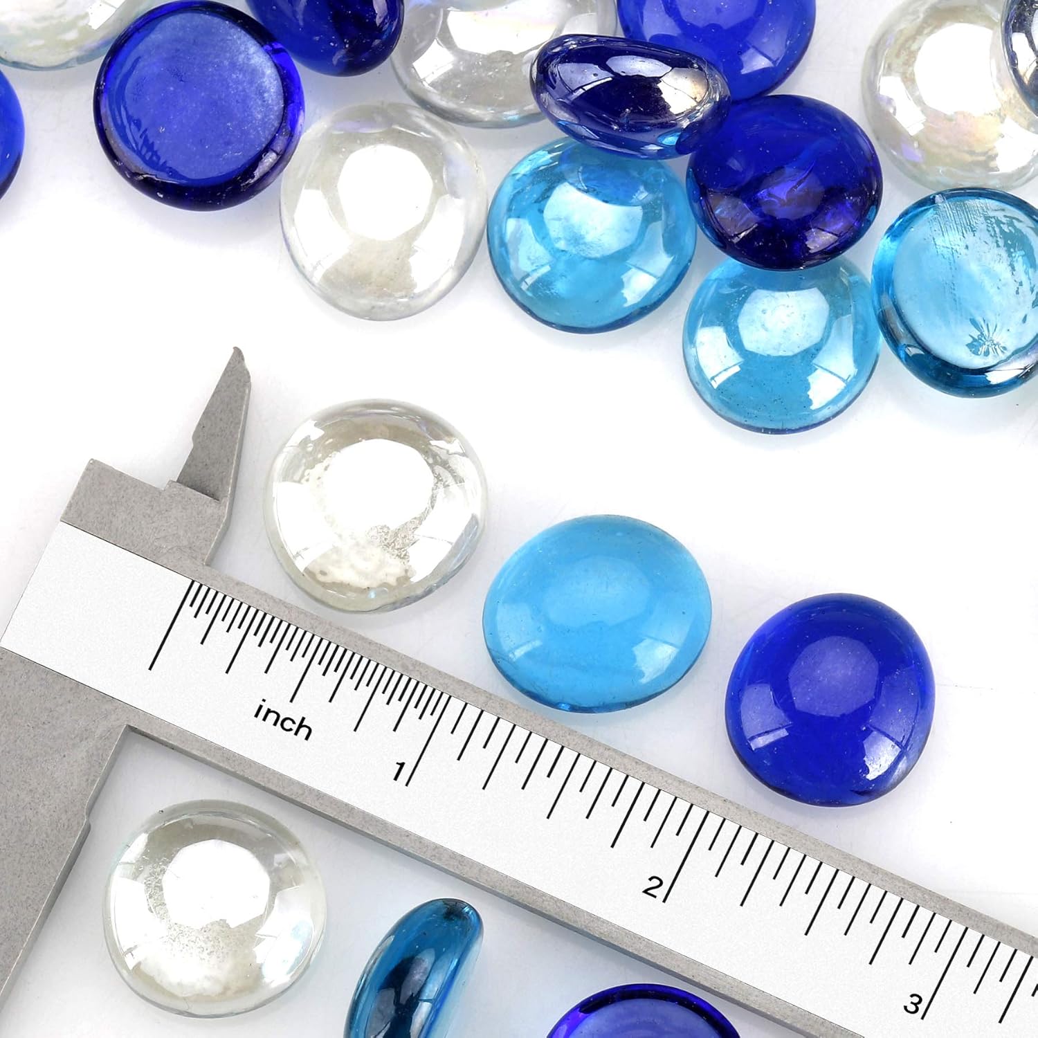 Mr. Fireglass 10 Pound Blended Fire Glass Beads, 1/2" High Luster Mixed Colored Fire Glass Drops for Fireplace Fire Pit & Lanscaping, Cobalt Blue, Crystal Ice, Caribbean Blue - Image 2