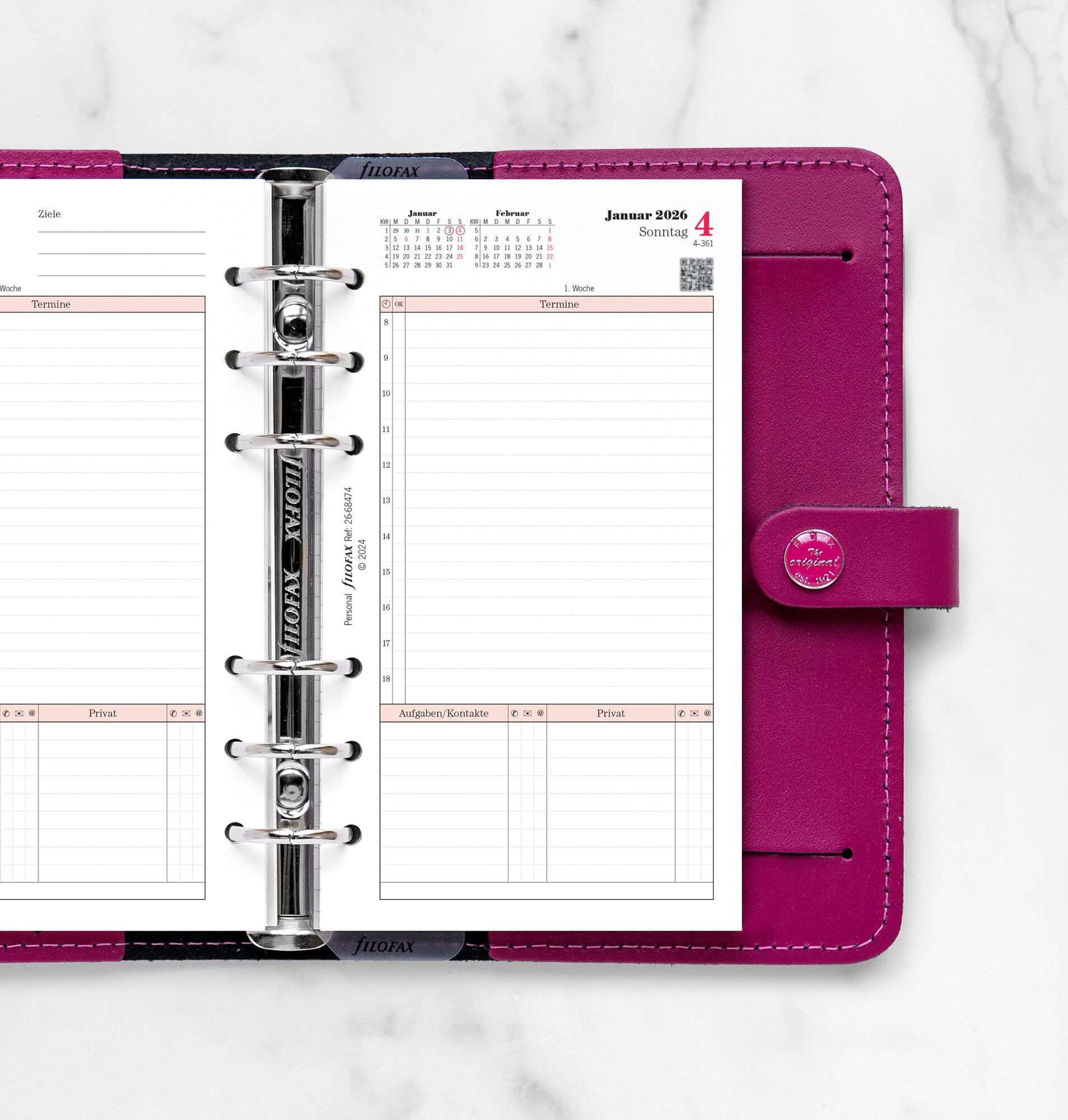 Filofax Kalender Personal 1 dag per pagina (Duits) 2026