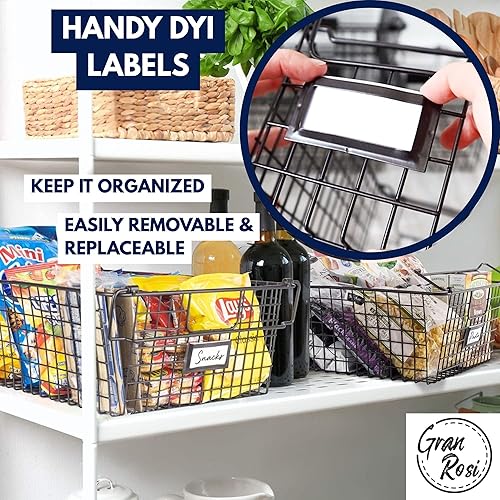 Miniatura 10 de 2 unidades Canasta de alambre grande, cestas de alambre para despensa de almacenamiento, juego de 2 cestas de almacenamiento de alambre, cestas de