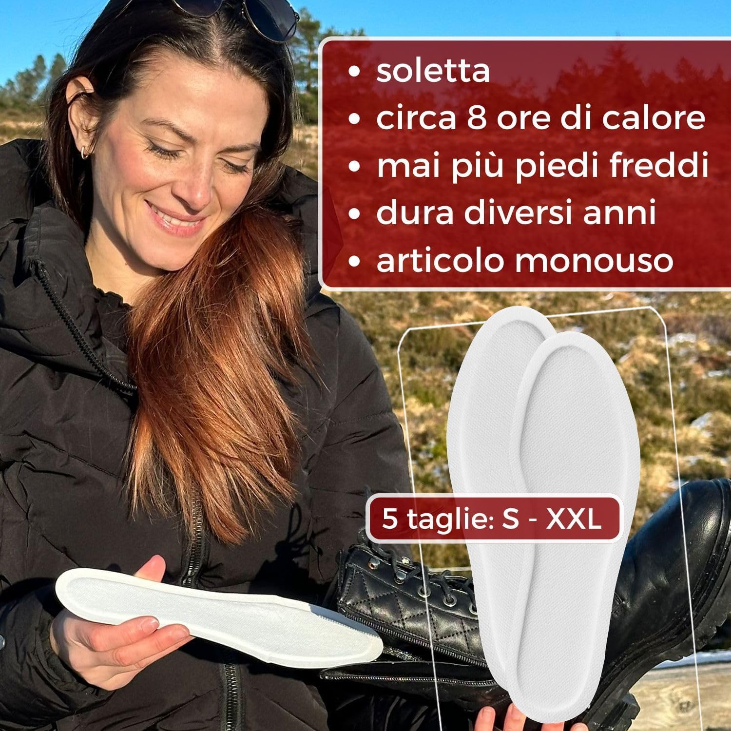 THERMOPAD scalda-suole - 30 paia (disponibili in 5 taglie) - extra caldo - solette riscaldanti - piedi caldi per 9 ore - autoriscaldante