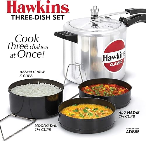 Miniatura 3 de Hawkins ADS65 - Juego anodizado duro de tres platos, separador de cocina, ollas a presión, color negro (ADS65), 4 litros
