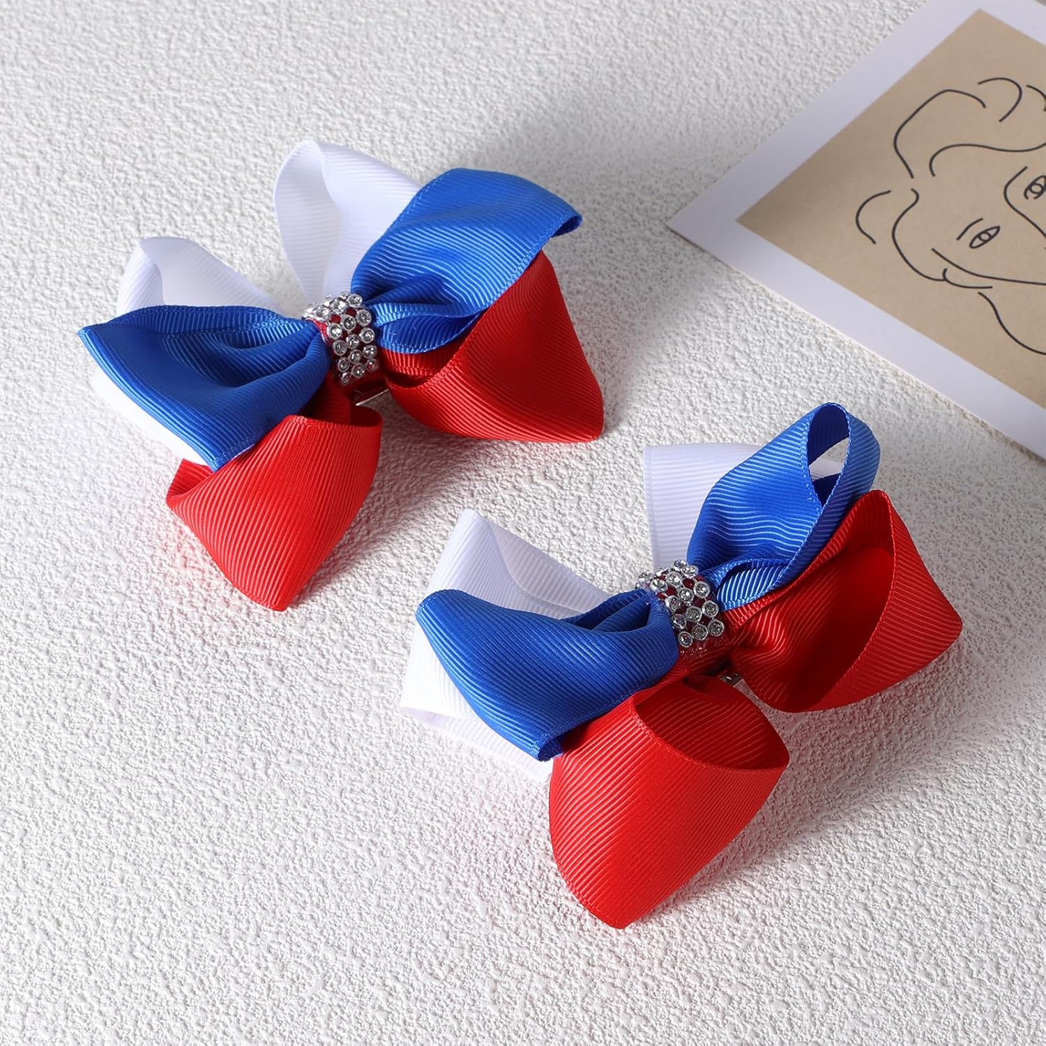 Patriotic Bow Hair Clips Handmade 4th of July Hair Bows Girls Hair Accessories for Independence Day,Red&White&Blue - Image 7