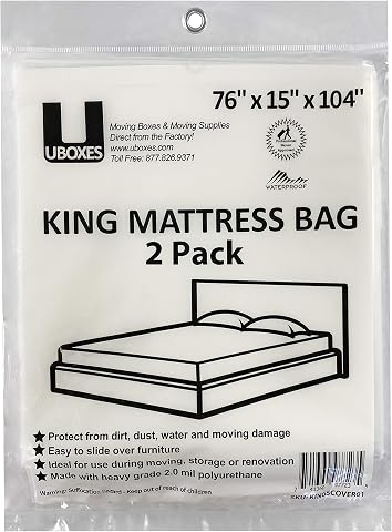 Uboxes King Yatak Poli Kılıfları, 76 x 15 x 104 inç, 2'li Paket