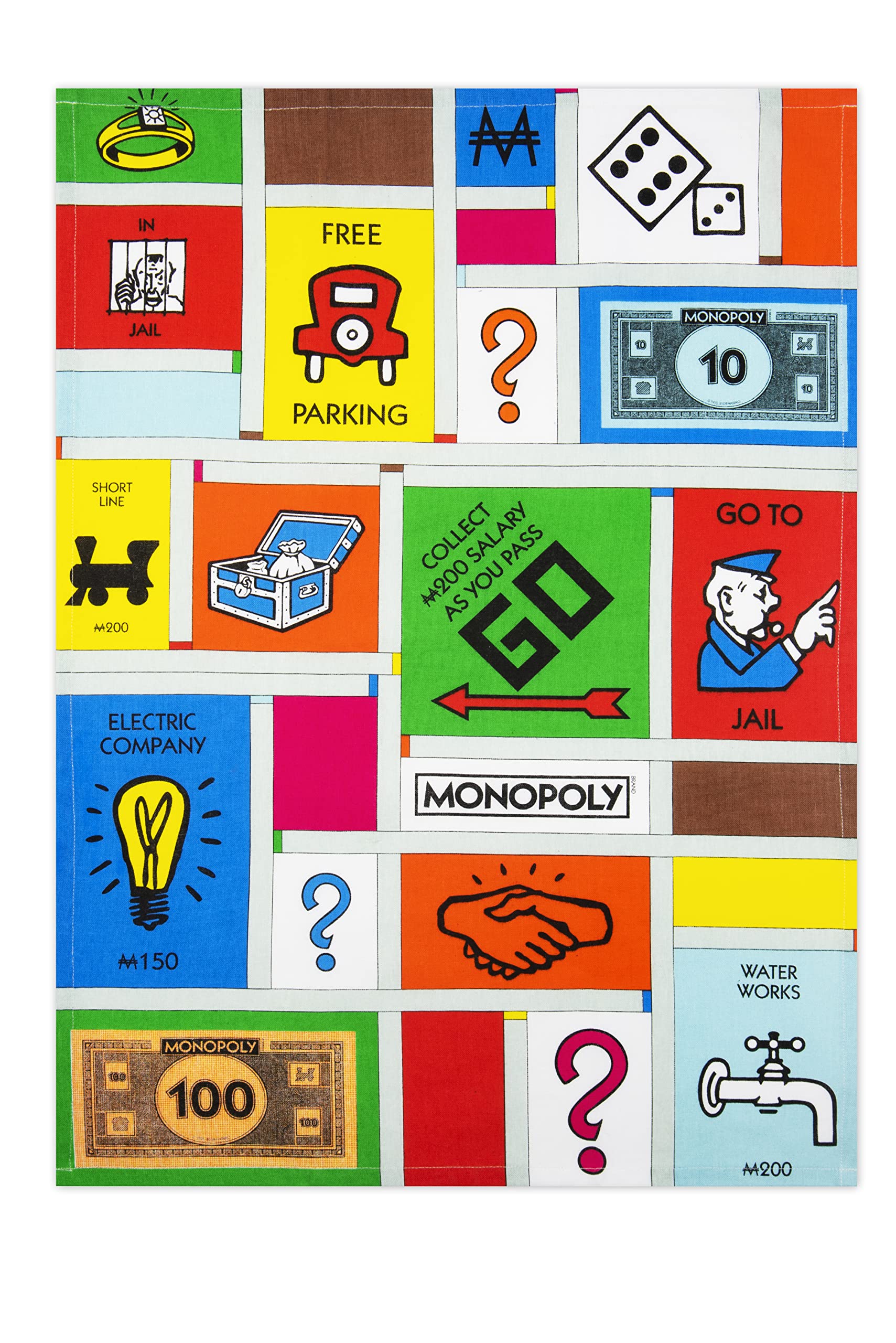 Excelsa Monopoly Kitchen Towel 100% Cotton, Cm. 70 x 50, With Hole