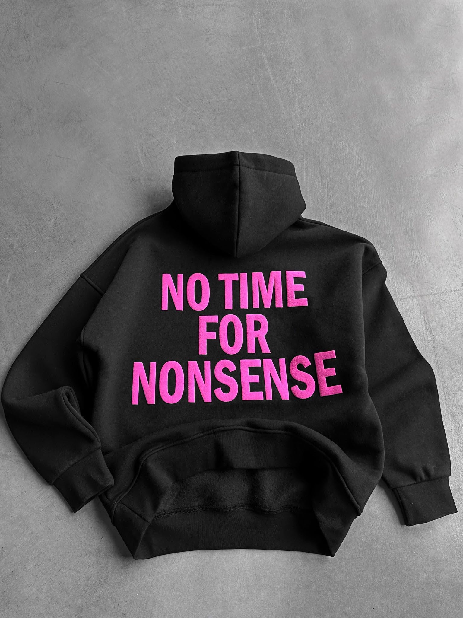 Oversize “No Time for Nonsense” Hoodie - Black