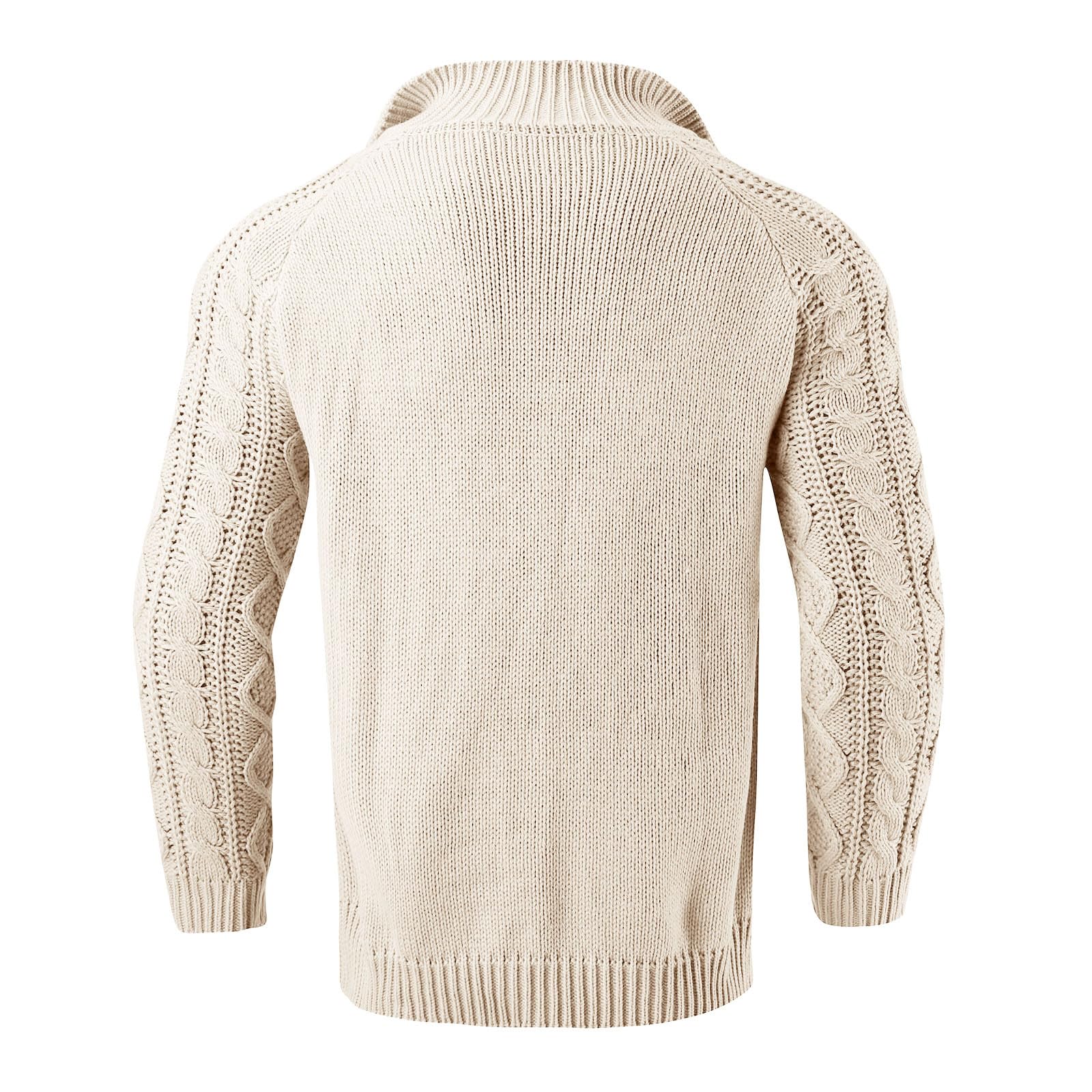 Cardigan da uomo con bottoni, motivo a treccia, colletto alto, colore puro, cardigan spesso a treccia, classico a maglia grossa