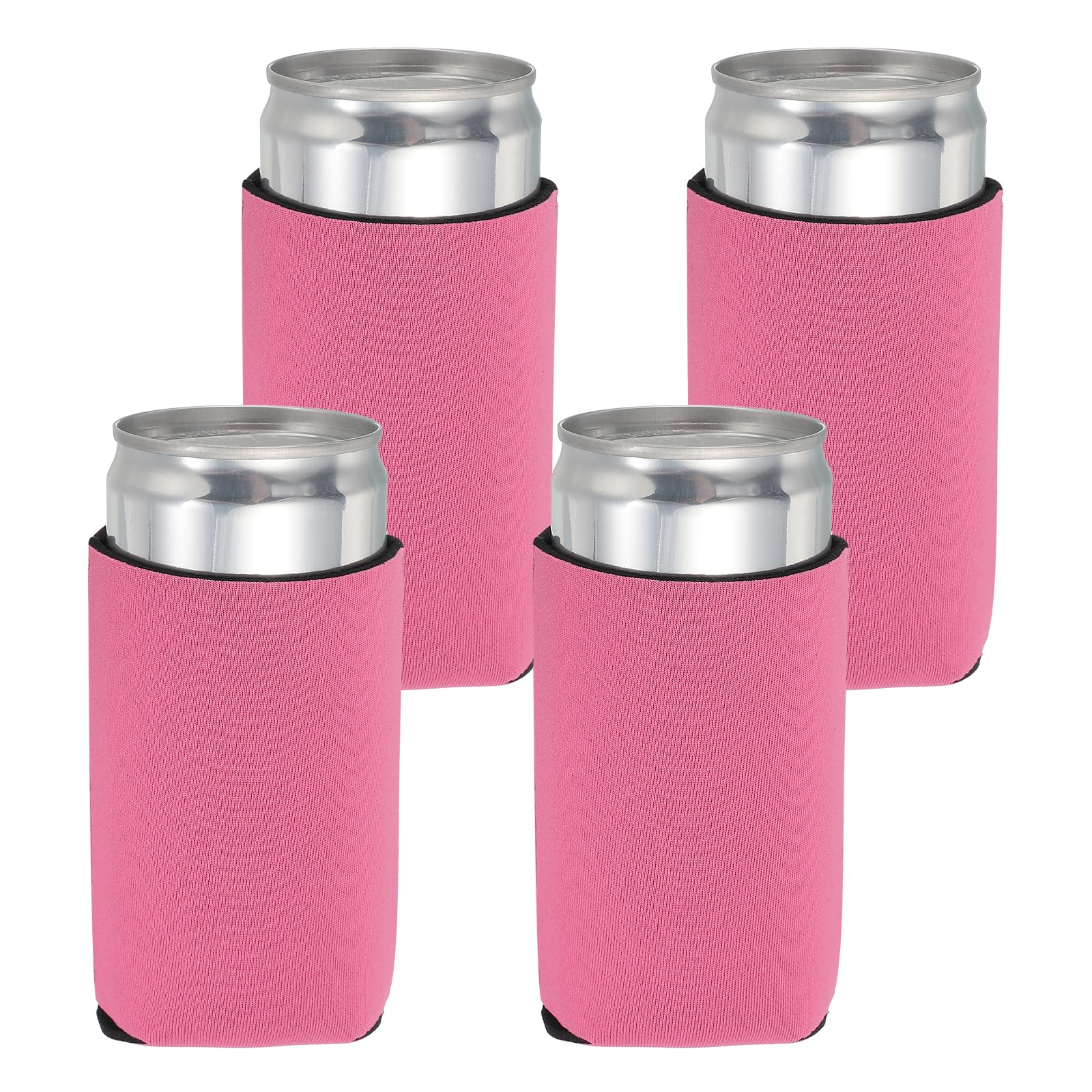 sourcing map 4 Pcs Can Cooler Sleeve, 12oz Insulated Neoprene Beer Bottle Cooler Covers Non-Slip Soda Can Sleeves Standard Drink Holder for Beer Soda and Water Bottles, Pink