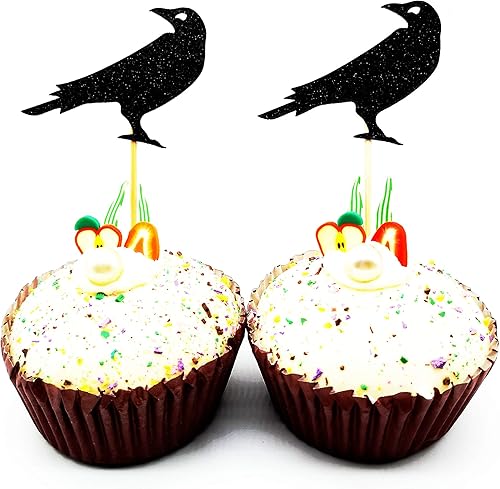 Miniatura 2 de Decoración para cupcakes de cuervo negro, decoración de fiesta de pájaros para Halloween