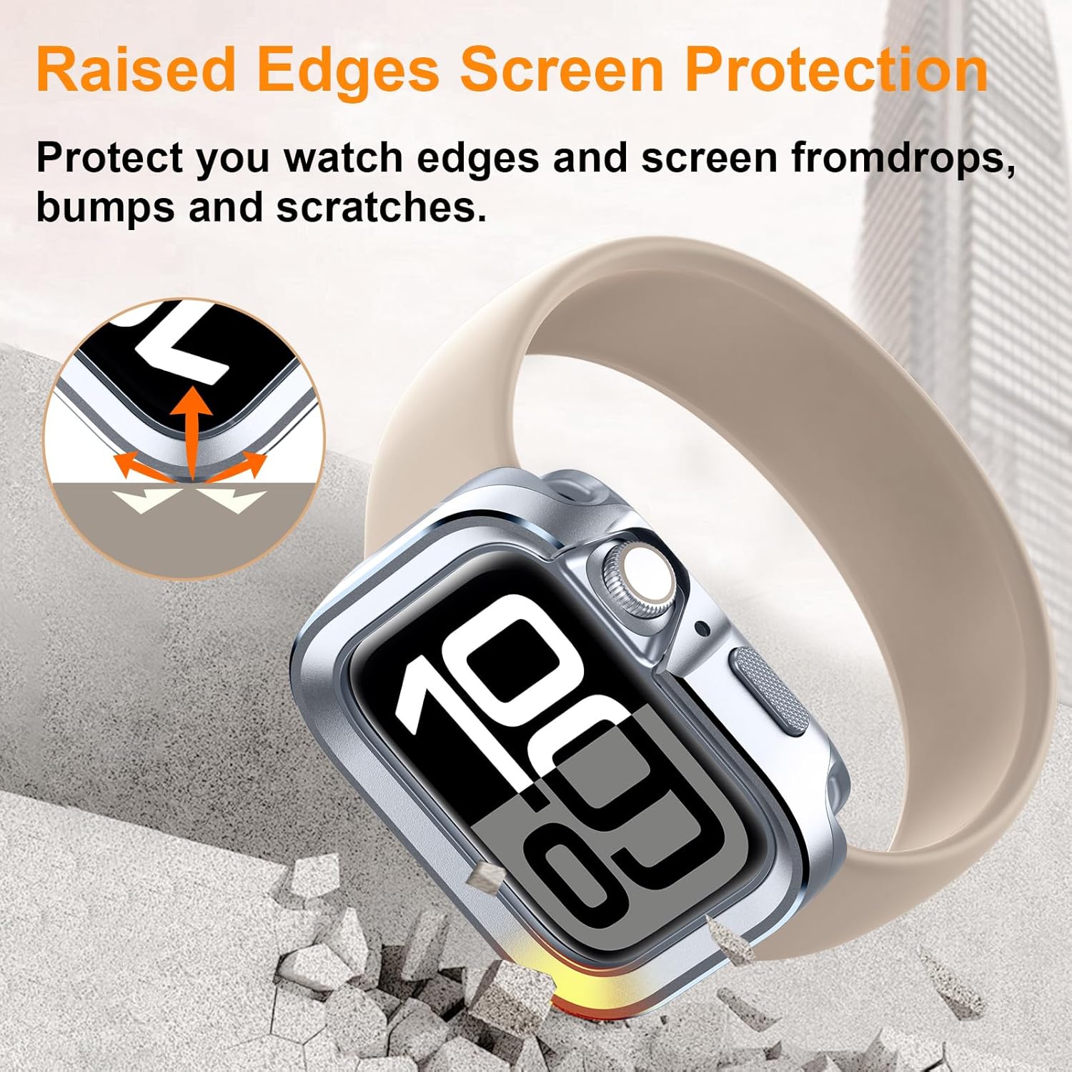 Amizee 2 in 1 Metal Rugged Case Compatible with Apple Watch Series 11/10 46mm, Aluminum Shockproof Protective Bumper Cover for iWatch 46mm, Silver - Image 4