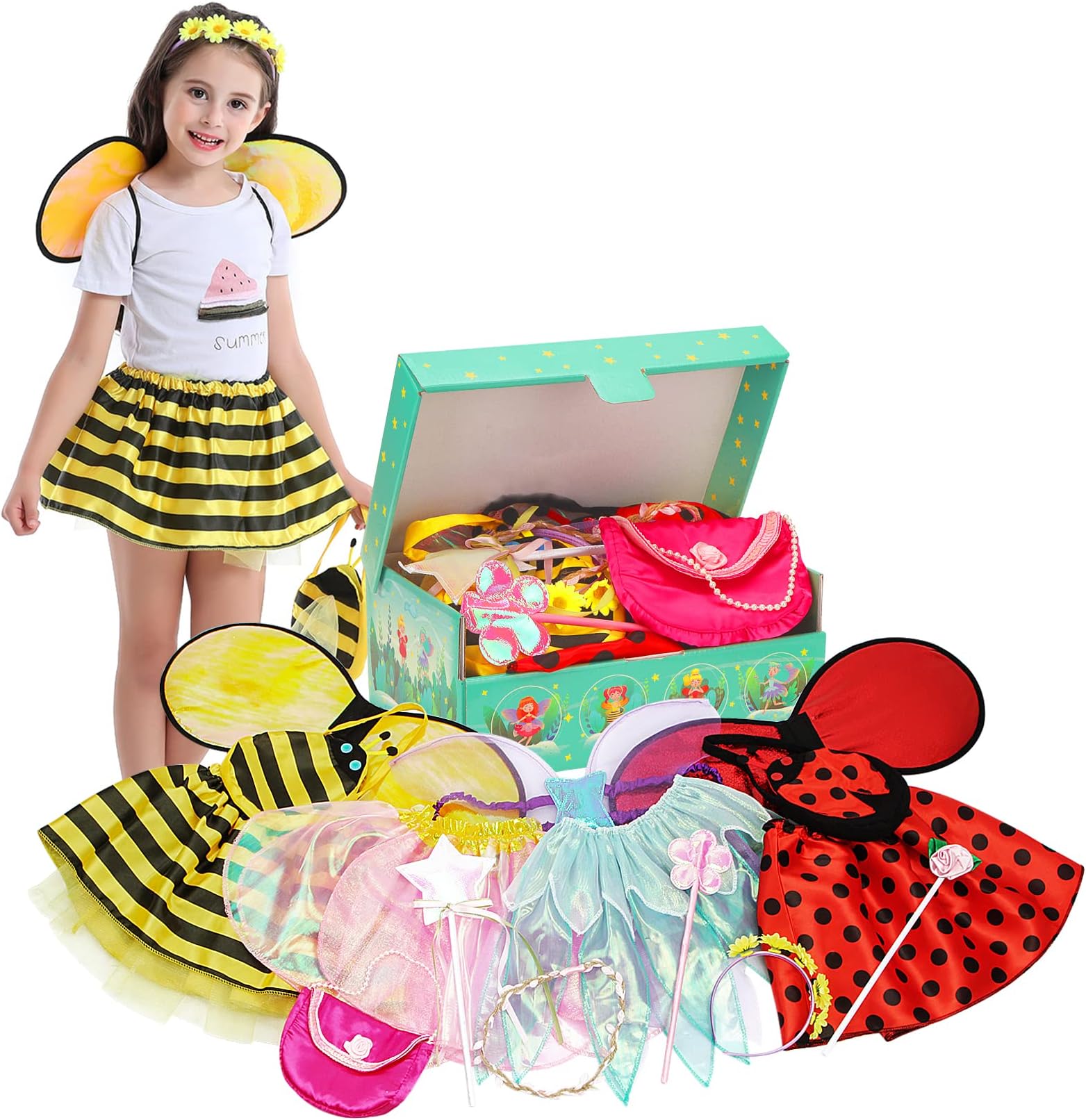 Fedio Dress up Clothes for Little Girls - Kids Dress up & Pretend Play Princess Dress up Trunk Costume for Girls 3-6 Years