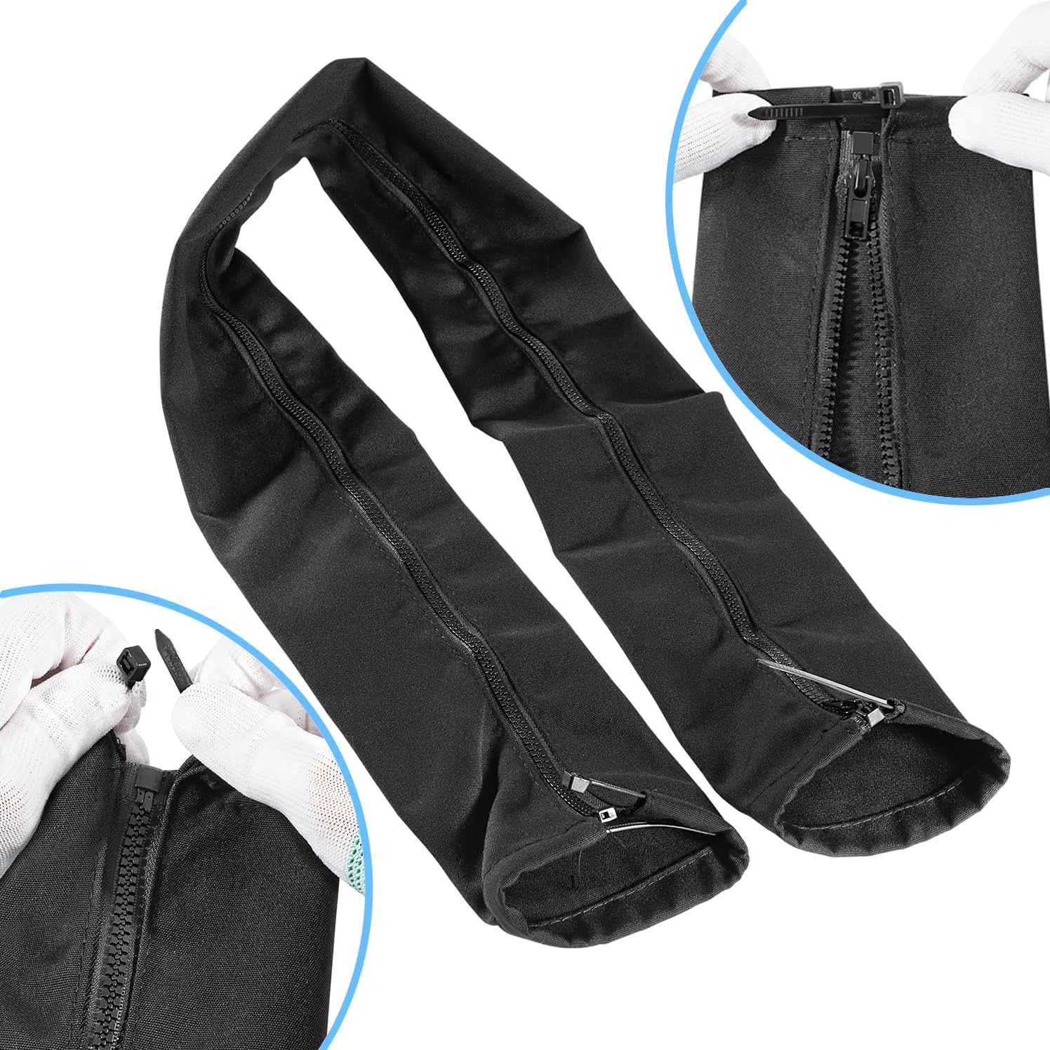 48'' Long Black Zippered Rigging Sleeve, ZRS-1-DP Casing, Trolling Motor Cable Organizer Sleeve with Zipper for Cover Wire and Extension Cords