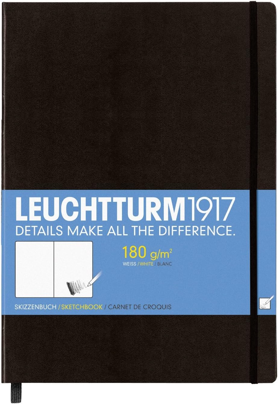 LEUCHTTURM1917 344675 Sketchbook Master (A4+) mit reinWhiteem, Extra starkem 180 g/m² Papier, 96 Seiten, Black