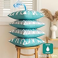 Vista 23 de Qahing Paquete de 4 fundas de almohada impermeables para exteriores de 16 x 16 pulgadas, fundas decorativas cuadradas de jardín para muebles
