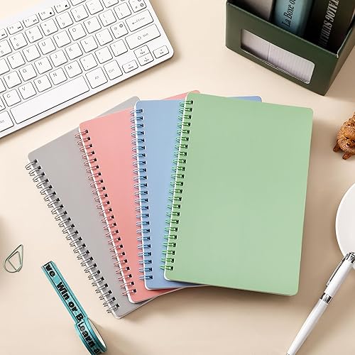 Miniatura 7 de Cuaderno de espiral, paquete de 4 cuadernos de 5.6 x 8.25 pulgadas, 80 hojas160 páginas por cuaderno, diario en espiral con encuadernación de doble