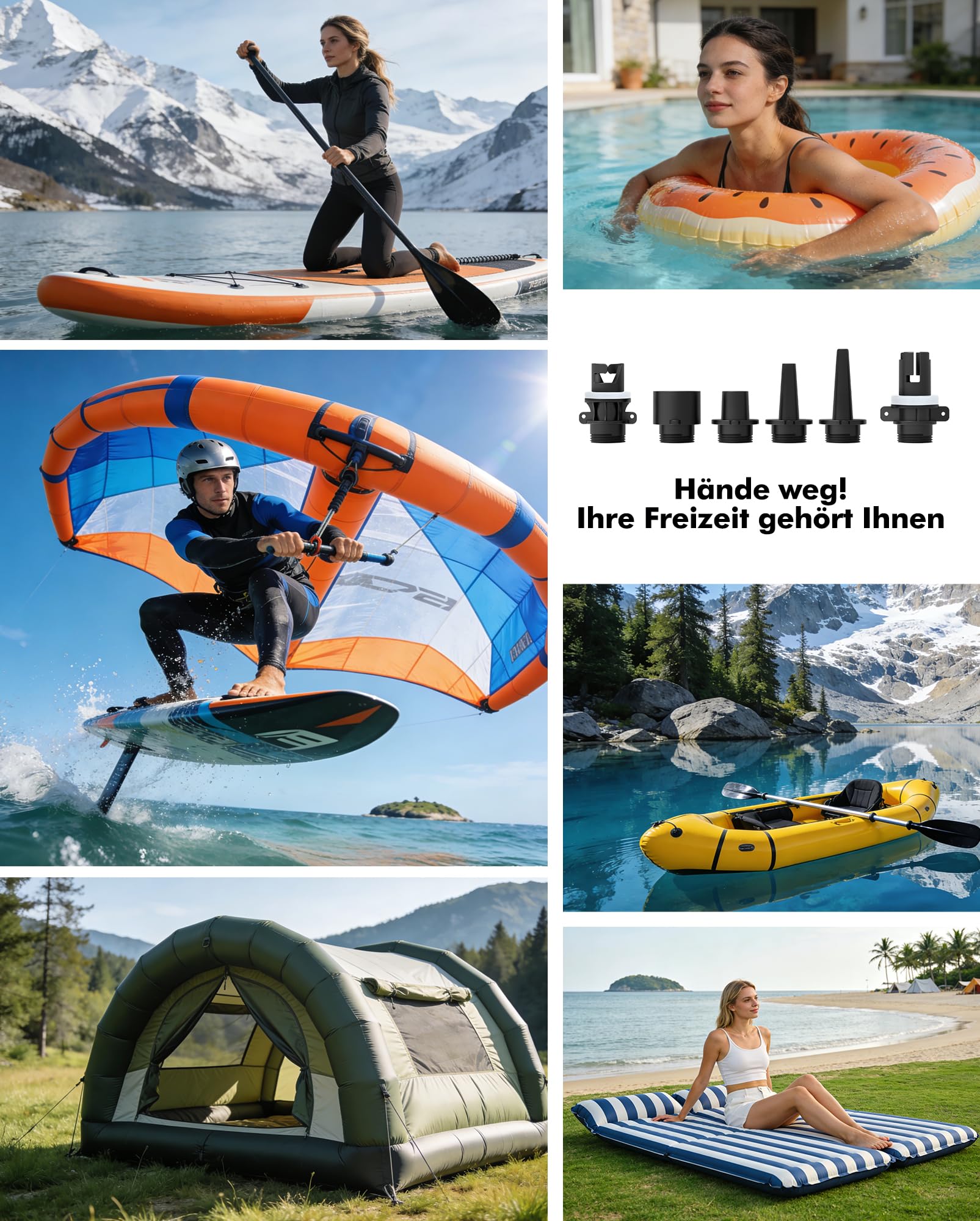AKSOUL SUP Pumpe Elektrische Akku 22PSI: Wiederaufladbare Sup Motor Luftpumpe mit Sanddicht-Design für Stand Up Paddle Board Luftmatratze Camping Zelt Schlauchboot