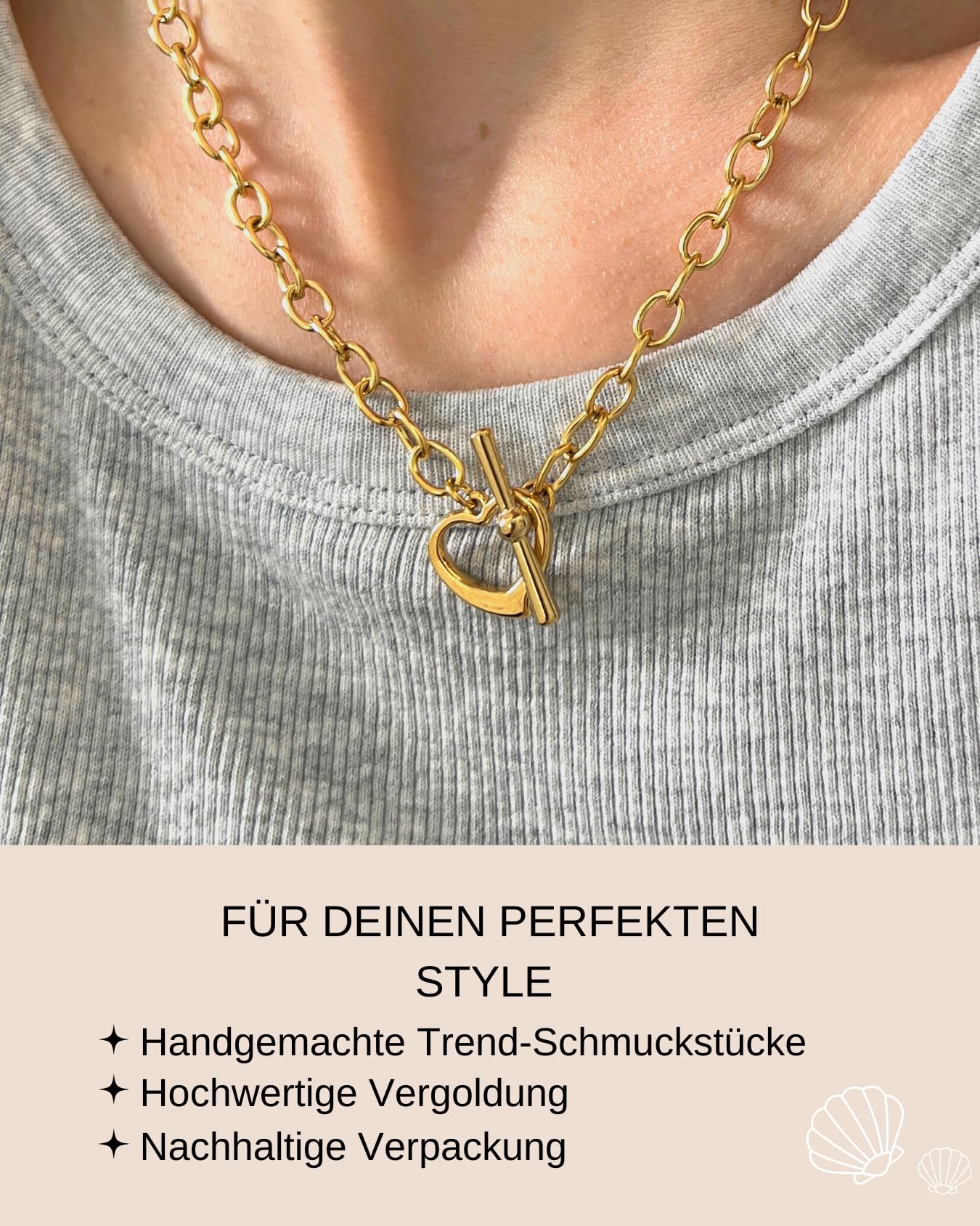 Damen Kette Marbella Edelstahl Herz Verschluss