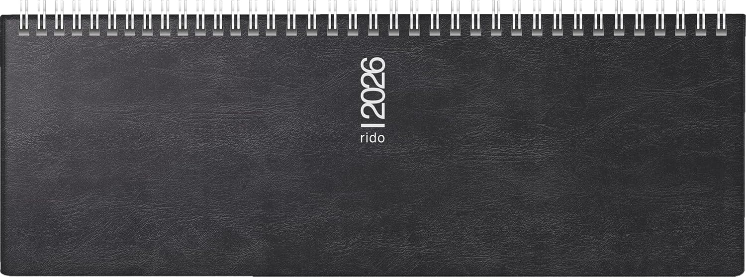 rido/idé Landscape Appointment Book Mod. Septant '26 | 305 x 105 mm, Plastic, Black