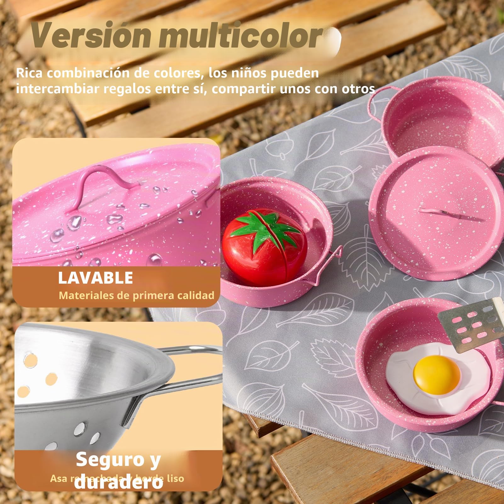 Veitch fairytals Accesorios & Utensilios de Cocina Juguetes, Menaje Olla Pequeños Cacharritos Cocinitas de Juguetes Metal para Infantil Cozinha Criança Brincar Niños 3 4 5 6 7 8 Años (Nuevo Rosado)