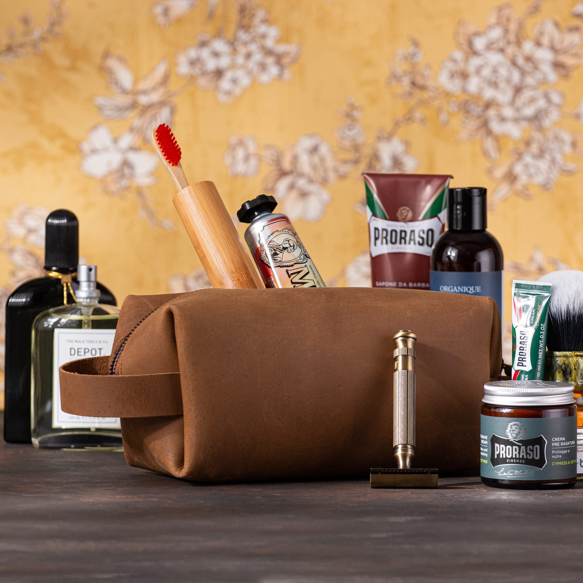 Blade Kulturbeutel Herren aus hochwertigem Leder, handgefertigte Kulturtasche, Leder Dopp Kit für Damen und Herren, Premium Kosmetiktasche für die Reise, Waschtasche für Männer & Frauen