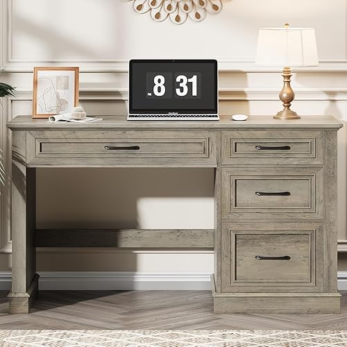 Miniatura 6 de Farmhouse - Escritorio ejecutivo de 47", escritorio para computadora con cajones y cajón de archivos, estación de trabajo con escritorio para