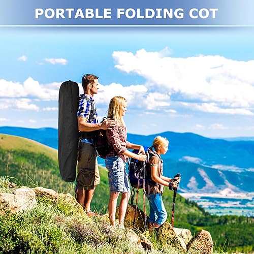 Miniatura 7 de Suteck Catre de campamento, catre plegable XXL de 32 pulgadas, cama de dormir resistente para adultos, catres Oxford de doble capa 1200D para