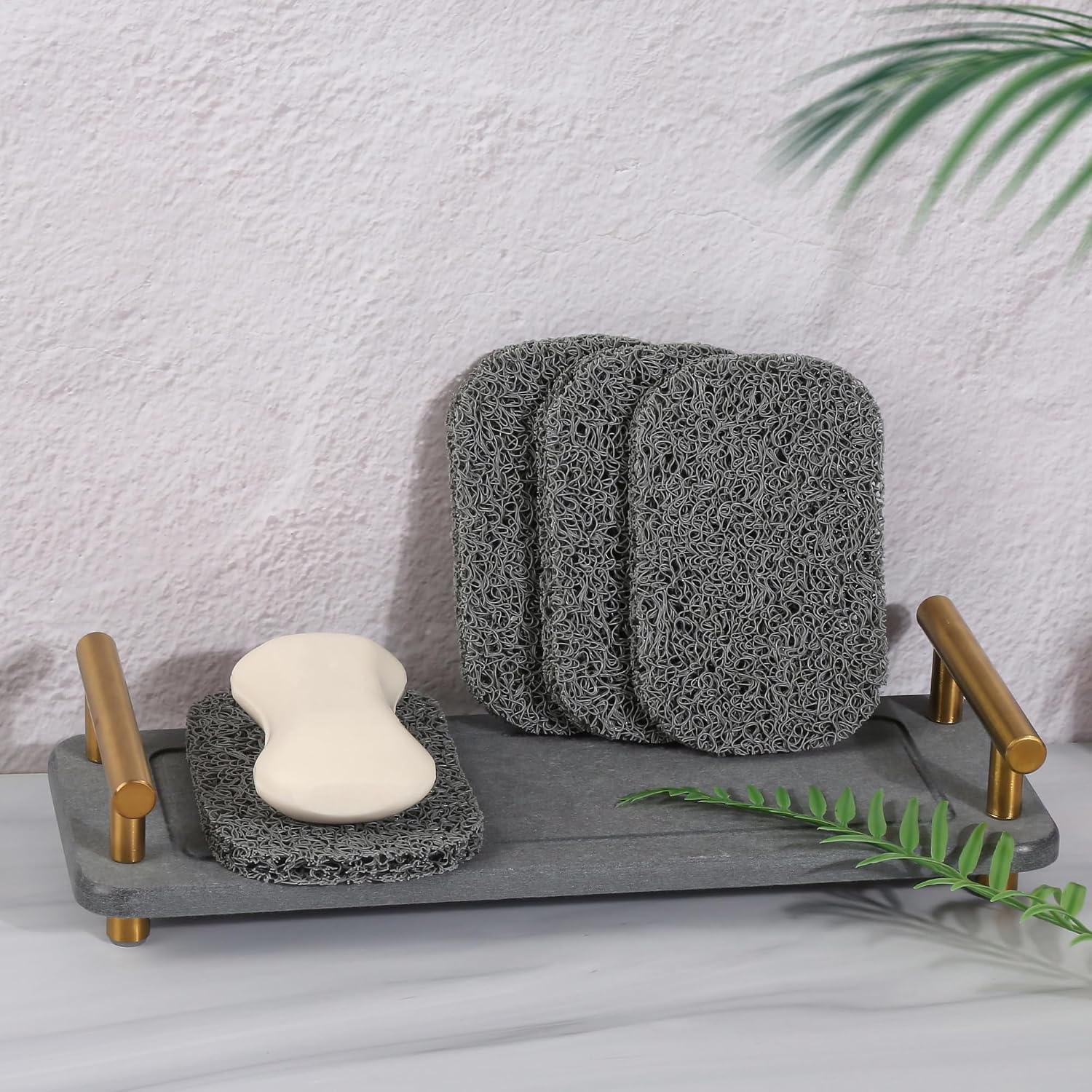 4 Pack Gray Soap Saver Pads PVC Bathroom Soap Dishes， Non-Slip Shower Soap Holder Mat for Bathroom Kitchen Sink Shower Tub