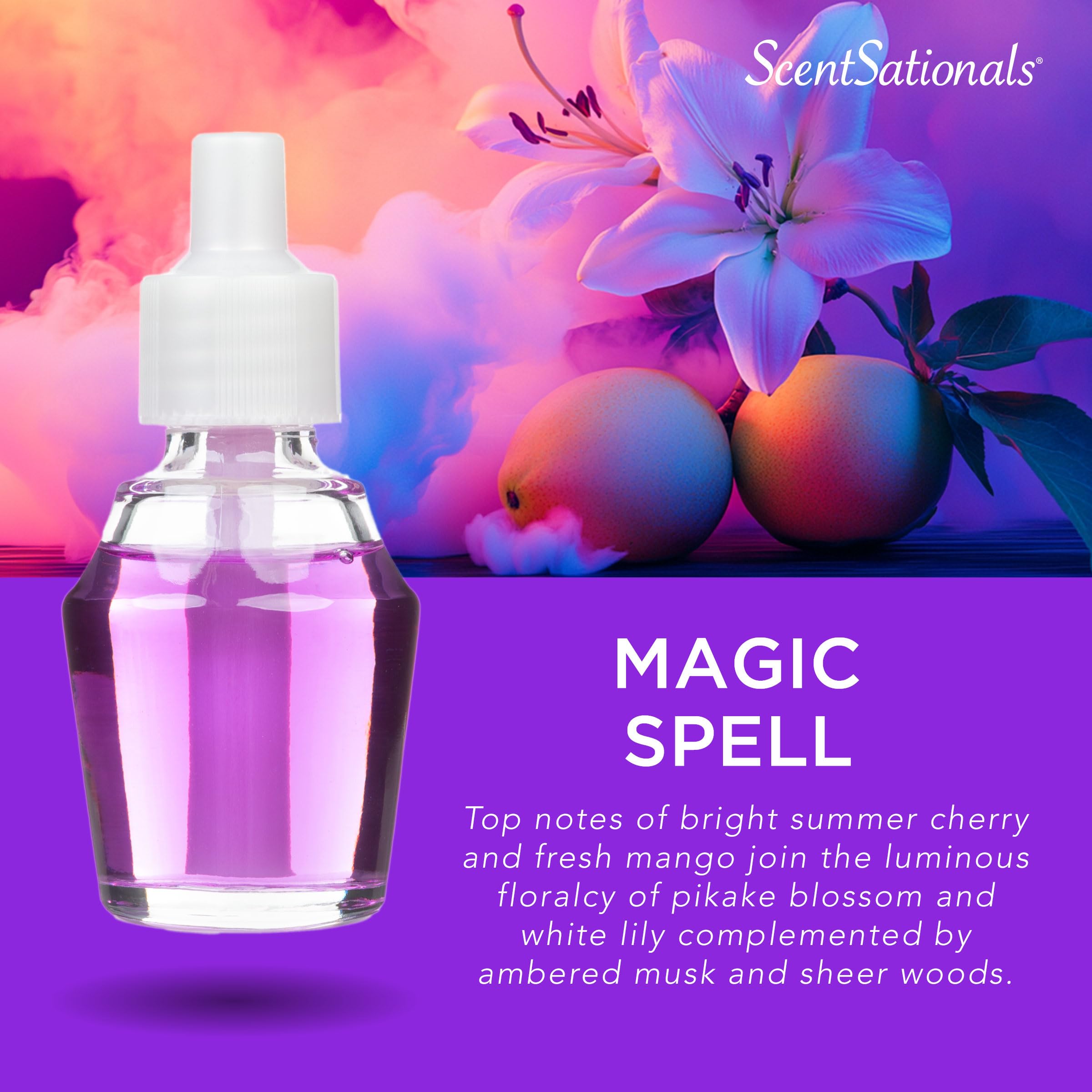 Scentsationals Fragrance Oil Plug In Air Freshener Refills 3-Pack - Magic Spell - Compatible with ScentSationals & Fusion Diffusers, Long-Lasting Home Fragrance, 0.8 fl oz Each