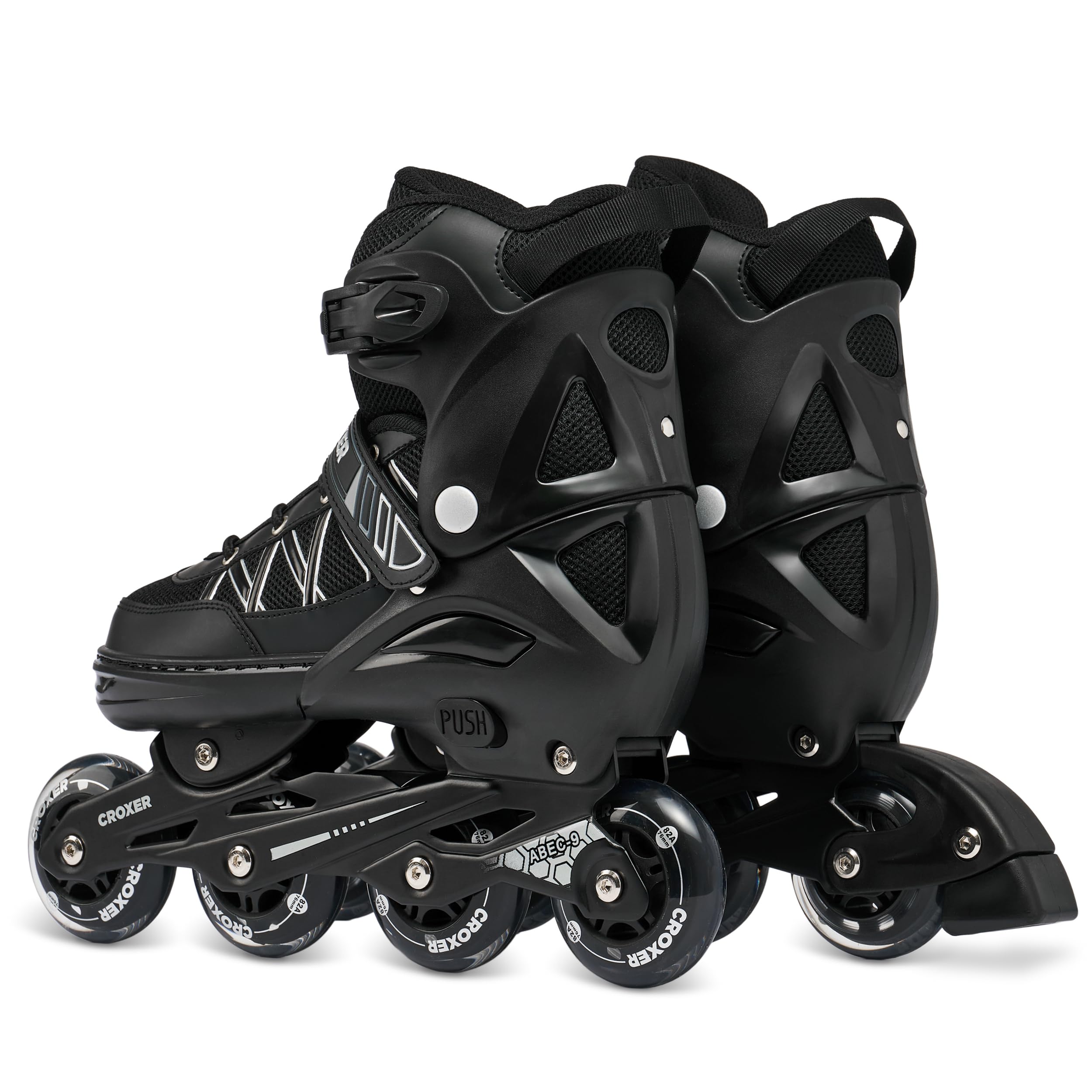 Roller en Ligne Torche du 39 au 42 Adulte Enfant Mixte Taille Ajustable Noir Croxer