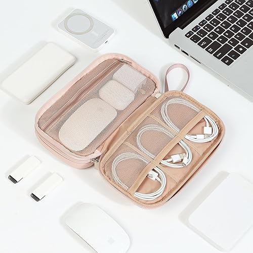 Miniatura 7 de NISHEL Funda organizadora de cables de viaje, bolsa electrónica de doble capa, esenciales para cargador, cable, teléfono, unidad flash, tamaño
