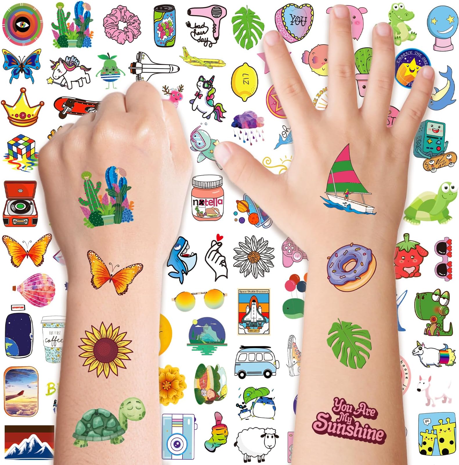 Aresvns Temporary Tattoo 400+ PCS,Party Supplies Gifts,Colorful cute fake tattoos for boys and girls, waterproof,non-toxic and easy to remove.
