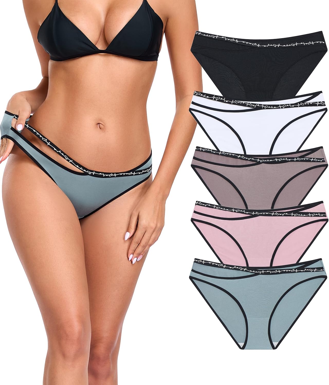 ANLIQI Modal Bikini Panties for Women Pack Soft Breathable Underwear String Bikini Low Rise Briefs Ladies Hipster Panty S-2XL