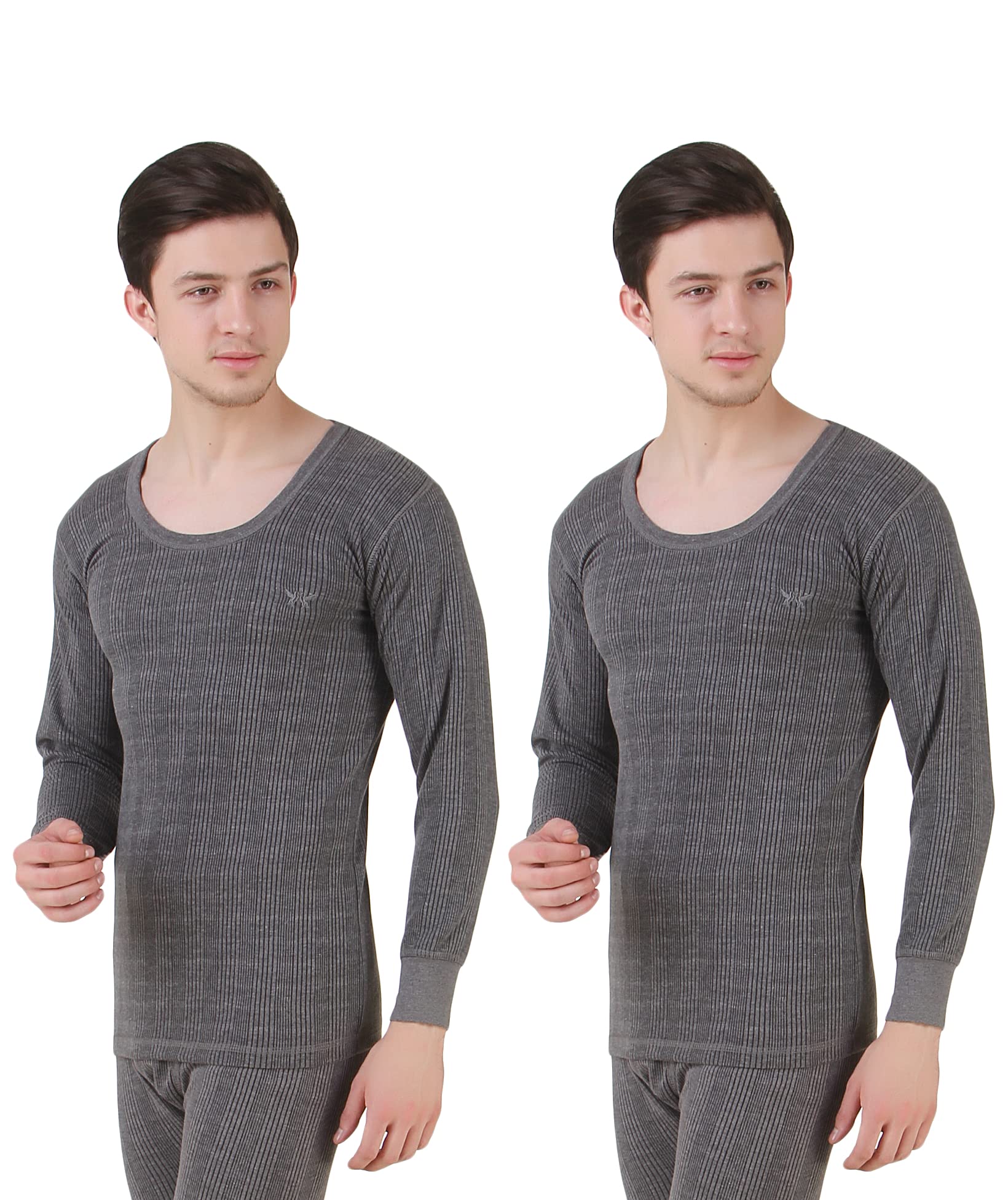 HAP Men's Thermal Round Neck Top (Dark Grey)/ Body Warmer/Winter Innerwear | Pack of 2/ Size L 1