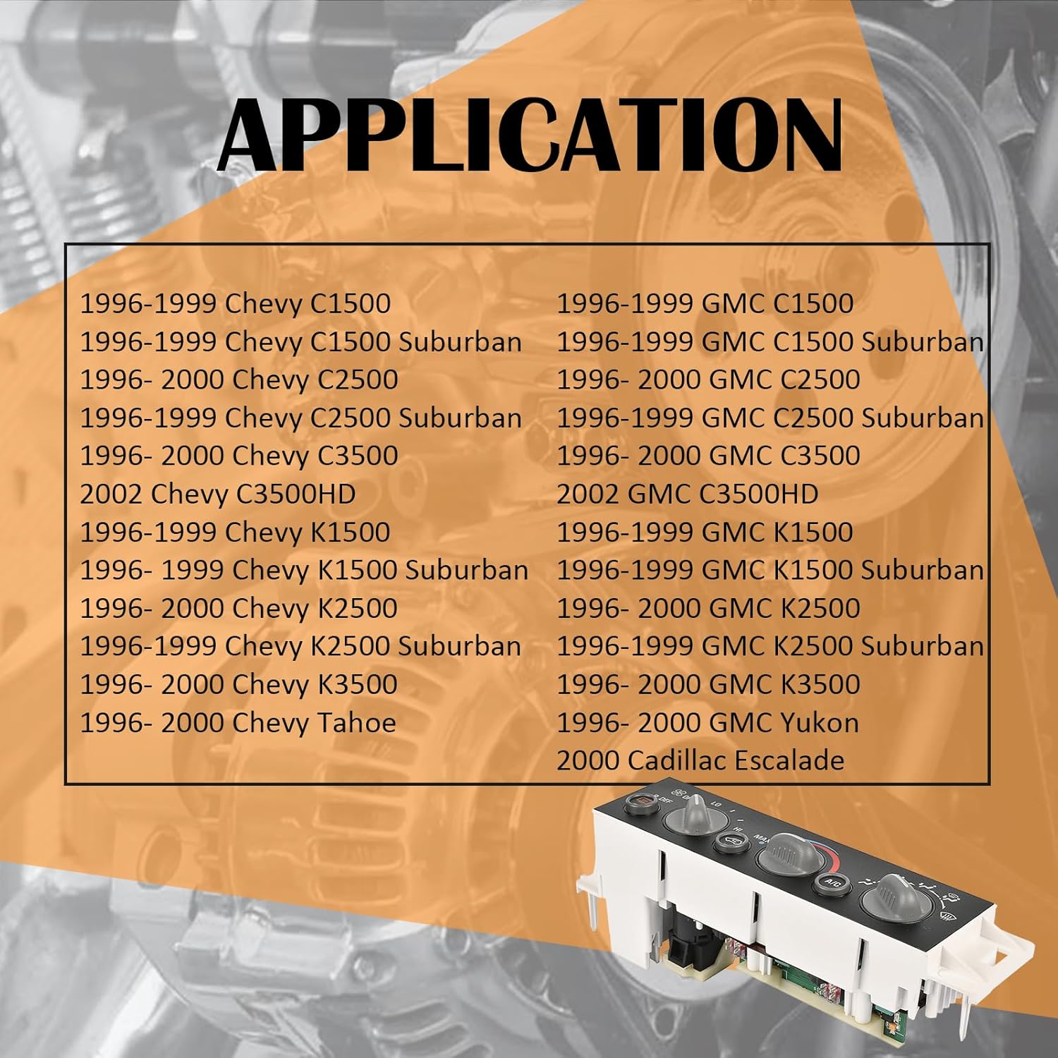 599-006 A/C Heater Climate Control Panel with Rear Defogger Fits for Chevy C1500 C2500 Suburban Taho GMC Yukon Replaces 9378805 15-72547 16231165