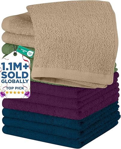 Miniatura 30 de DAN RIVER Paquete de 24 paños para ducha [12x12] - Paños de 100% algodón, paños de baño de franela de calidad premium para el baño, paños altamente