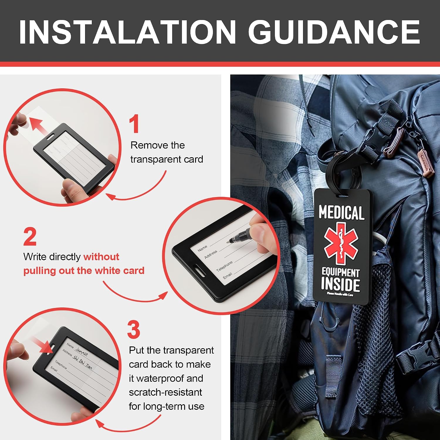 Medical Equipment Luggage Tag for CPAP/BIPAP Multi Functional Medical Device Luggage Medical ID Alert Tag for Carry On & Supply Bag Travel Supplies Bag Tag