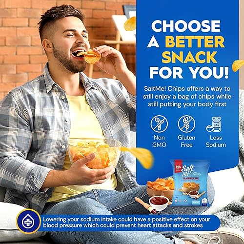 Vista 17 de SaltMe! Paquete variado de papas fritas Better For You – 24 bolsas de 1 onza – 50% menos de sodio, Kosher, paquete de bocadillos más saludables
