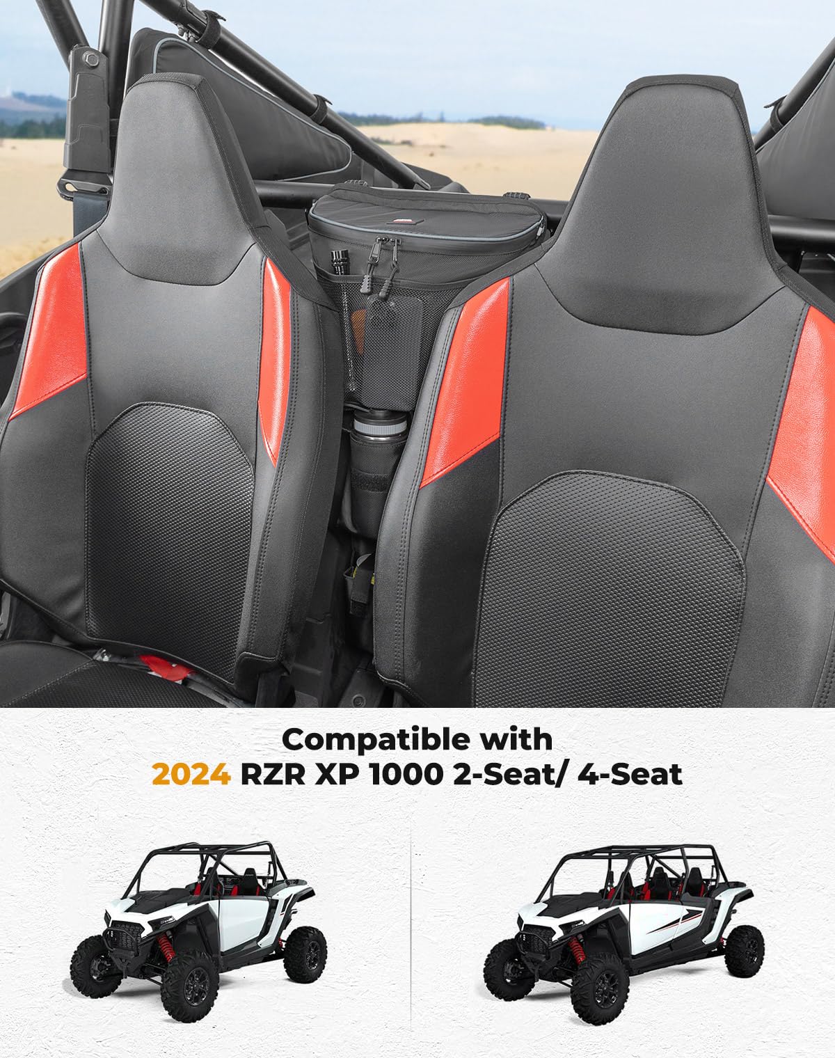 KEMIMOTO Bolsa de Almacenamiento Central XP 1000 2024 2025 2026 con Portavasos Compatible con Polaris RZR XP 1000/RZR XP 4 1000 2024 2025 2026 Accesorios 1680D Almacenamiento de Hombro de Alta